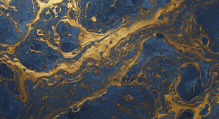 Abstract art featuring swirling gold and blue patterns in a fluid design Elegant Gold and Navy Blue Marble Texture