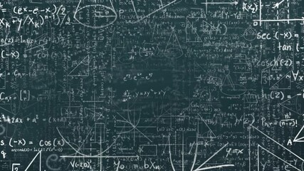 After chalkboard showing equations central formulas blurring and fading before solution revealing - Powered by Adobe