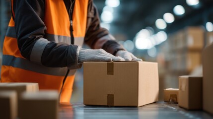 man holding box of goods in warehouse