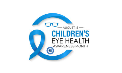 Vector graphic of Children's Eye Health & Safety Awareness Month. Protect Young Vision Early. Creating for web banner, cards, prints, social media, poster, flyer and background design template.