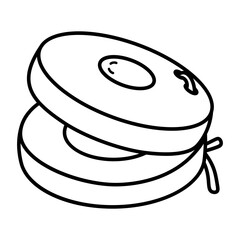 Minimalist line art of Spanish castanets, a traditional handheld percussion instrument in clean vector style.