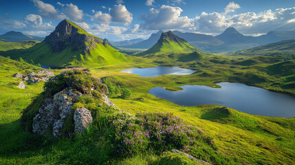 Scottish Highlands in spring are characterized by vibrant green scenery blossoming flowers and a rejuvenating atmosphere that revitalizes rugged terrain