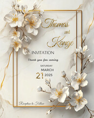 wedding invitation card with flowers