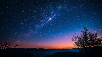 Shooting stars in the night sky