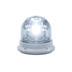 Fototapeta premium Bright illuminated led emergency beacon light with a clear dome housing isolated on white background