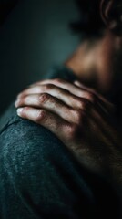 Offering emotional support by placing a hand on someone s shoulder