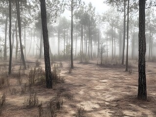 Fototapeta premium misty morning in the forest