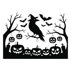 Fototapeta premium Halloween Background Silhouette Vector