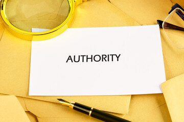 The word AUTHORITY. Business concept. A place to copy