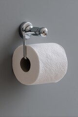 a roll of toilet paper hanging on a metal holder
