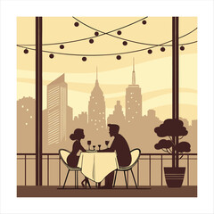 Romantic Rooftop Dinner Date Under City Lights.