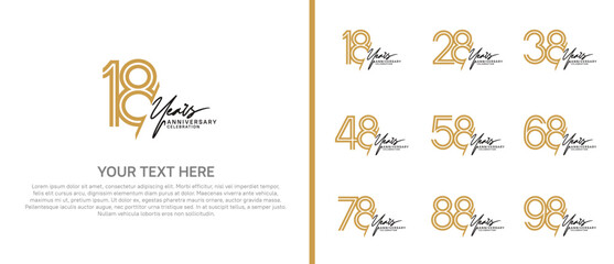 logo anniversary set. brown color with black handwriting on white background for special event