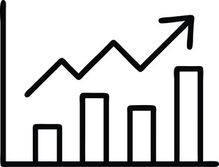 business graph showing growth outline icon
