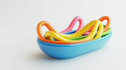 3D render of a paperclip holder with fun sculpture design on white background
