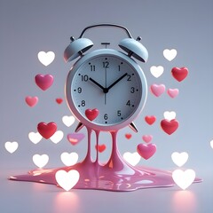 Chasing Likes, Losing Time – Clock melting into floating heart icons