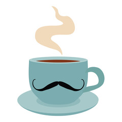 Father's Day celebration. Happy Father’s Day greeting design. Black mustache silhouette on cup