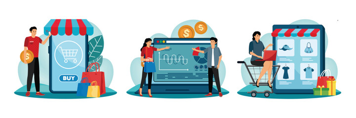 Mobile based marketplace concept. Consultative sales. Niche service online retail.