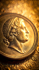 Realistic Shiny Gold Coin with Soft Light and Clean Background