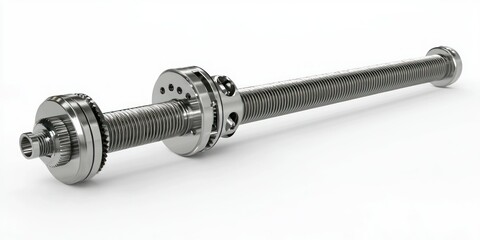 Fototapeta premium 3D render of ball screw and nut assembly on white background