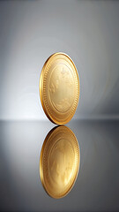 Realistic Shiny Gold Coin with Soft Light and Clean Background