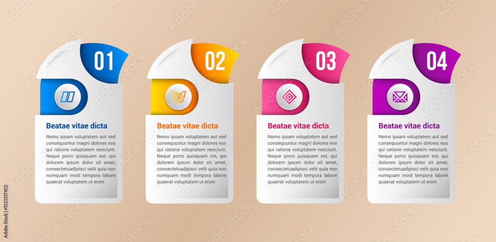 Poster infographic 4 steps for business procedures that will make it to the target. diagram, workflow, time