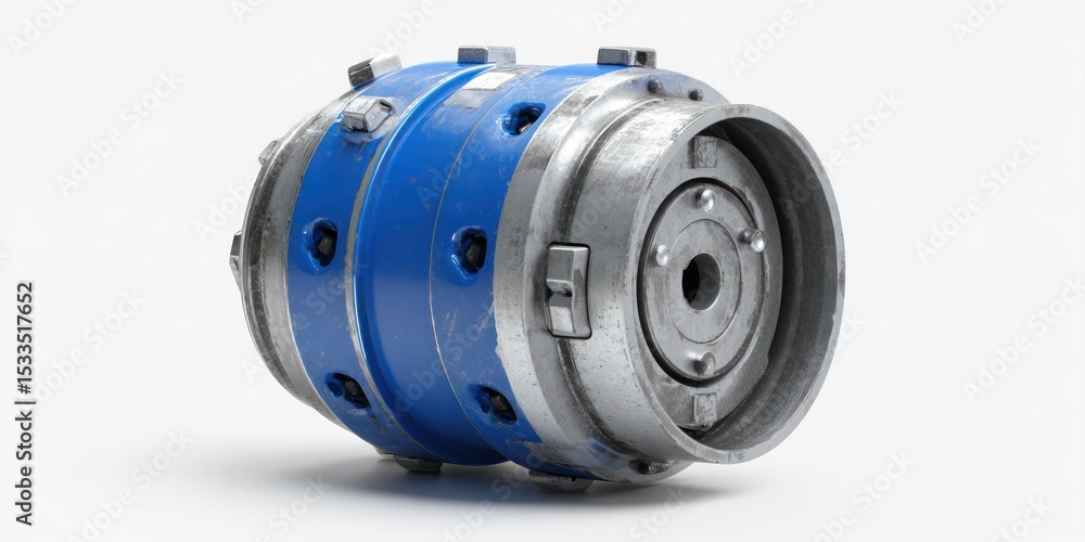 Poster 3d render of concrete mixer drum part on white background