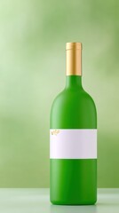 Green Matte Bottle Mockup With Blank White Label