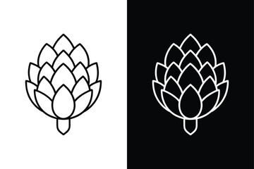 Artichoke Icon Vector. Simple Line Art Illustration in Black and White