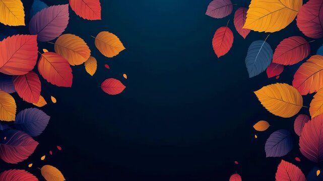 Colorful autumn leaves floating down
