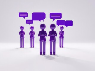 3D Purple Chat Heads - Communication Concept