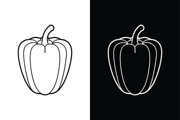 Bell Pepper Icon. Solid and Line Art Vector Illustration