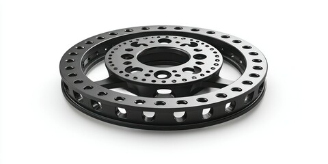 3D render of flywheel with perforations on white background
