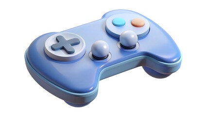 3d render of a pastel blue gaming controller isolated on a white background for design and entertainment