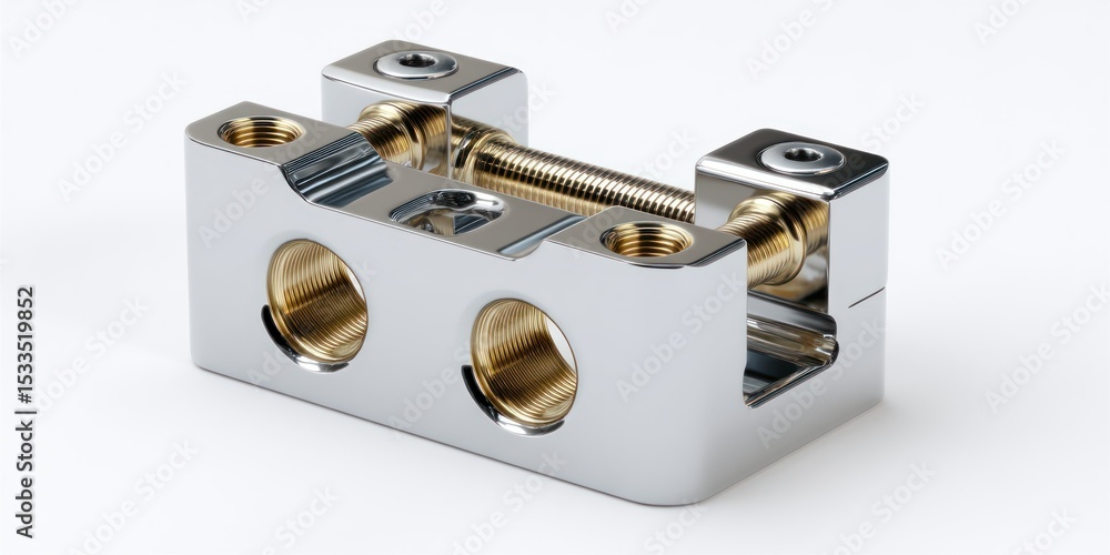 Poster 3d render of hinge joint mounting part on white background