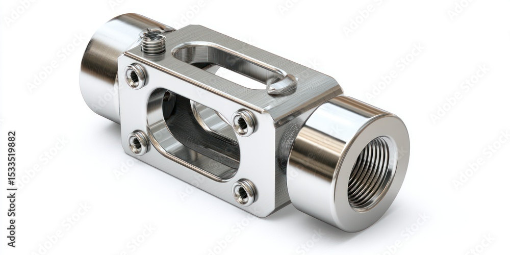 Poster 3d render of hinge joint mounting part on white background
