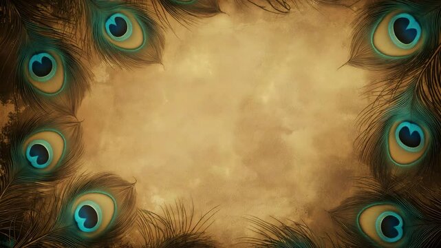 Vintage peacock feather border