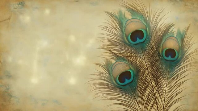 Beautiful peacock feathers in soft light