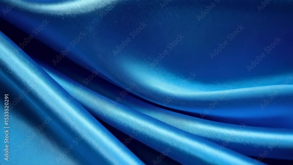 Aufkleber elegant bright blue silk fabric with soft flowing waves and folds creating a smooth texture with vib