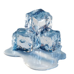 Obraz premium Melting ice cubes stacked on top of each other, isolated white background