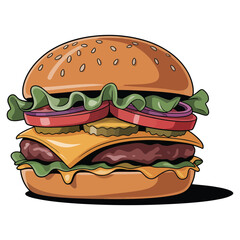 hamburger on white background