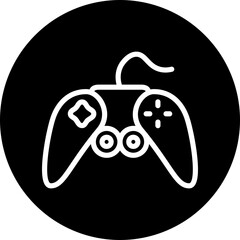 Game Controller Vector Line White Circle Black Icon Design
