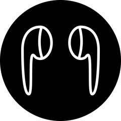 Wireless Earbuds Vector Line White Circle Black Icon Design