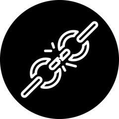 Broken Link Vector Line White Circle Black Icon Design