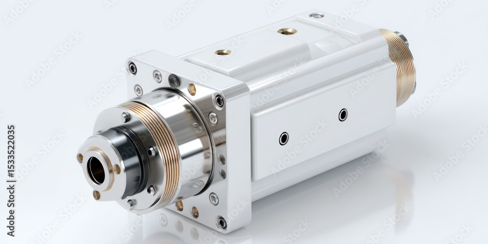 Poster 3d render of precision servo motor on white background