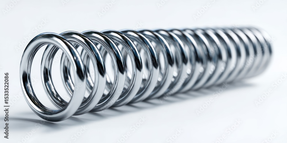 Poster 3d render of precision spring coil on white background