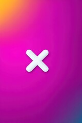 Obraz premium White X Symbol on a Pink Orange Yellow Gradient Background