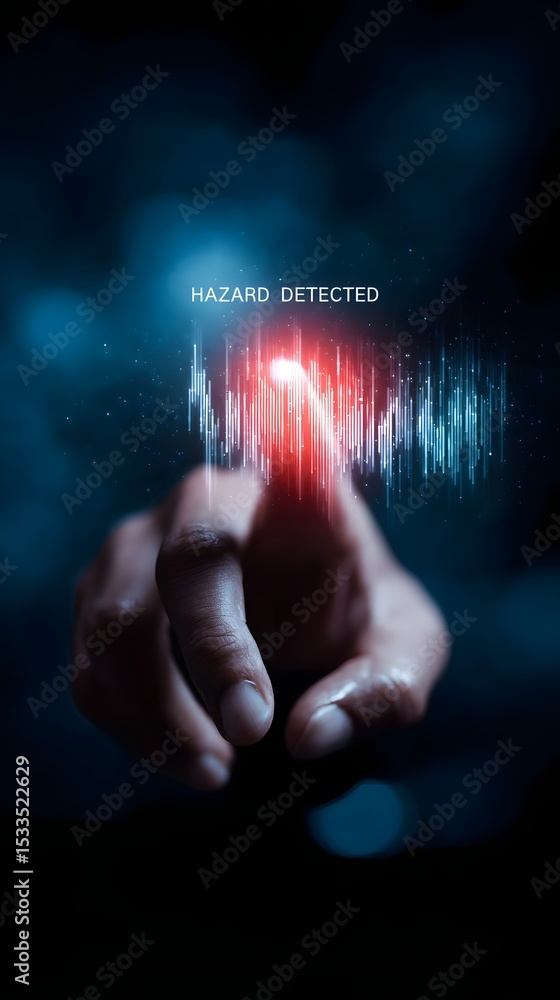 Poster hand interacting with a hazard detection interface