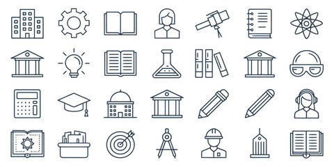 Monochrome Information and Info Line Icon Set &mdash; Help, Data, and Communication

