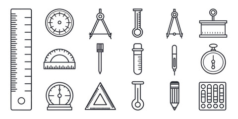 Obraz premium UMonochrome Measure Line Icon Set — Measurement and Precision Tools