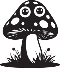 Whimsical Mushroom black and white shape plant shape silhouette